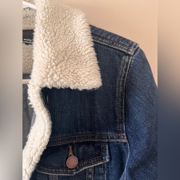 Articles of Society Dark Denim Jacket with Shearling Collar and Trim -Small - Picture 5 of 10